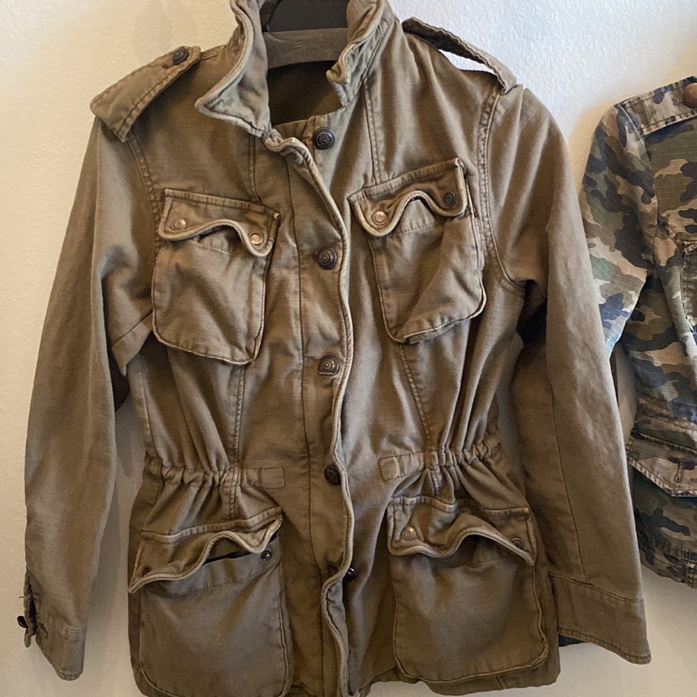 Free People Army Green Cotton Fingertip Jacket XS